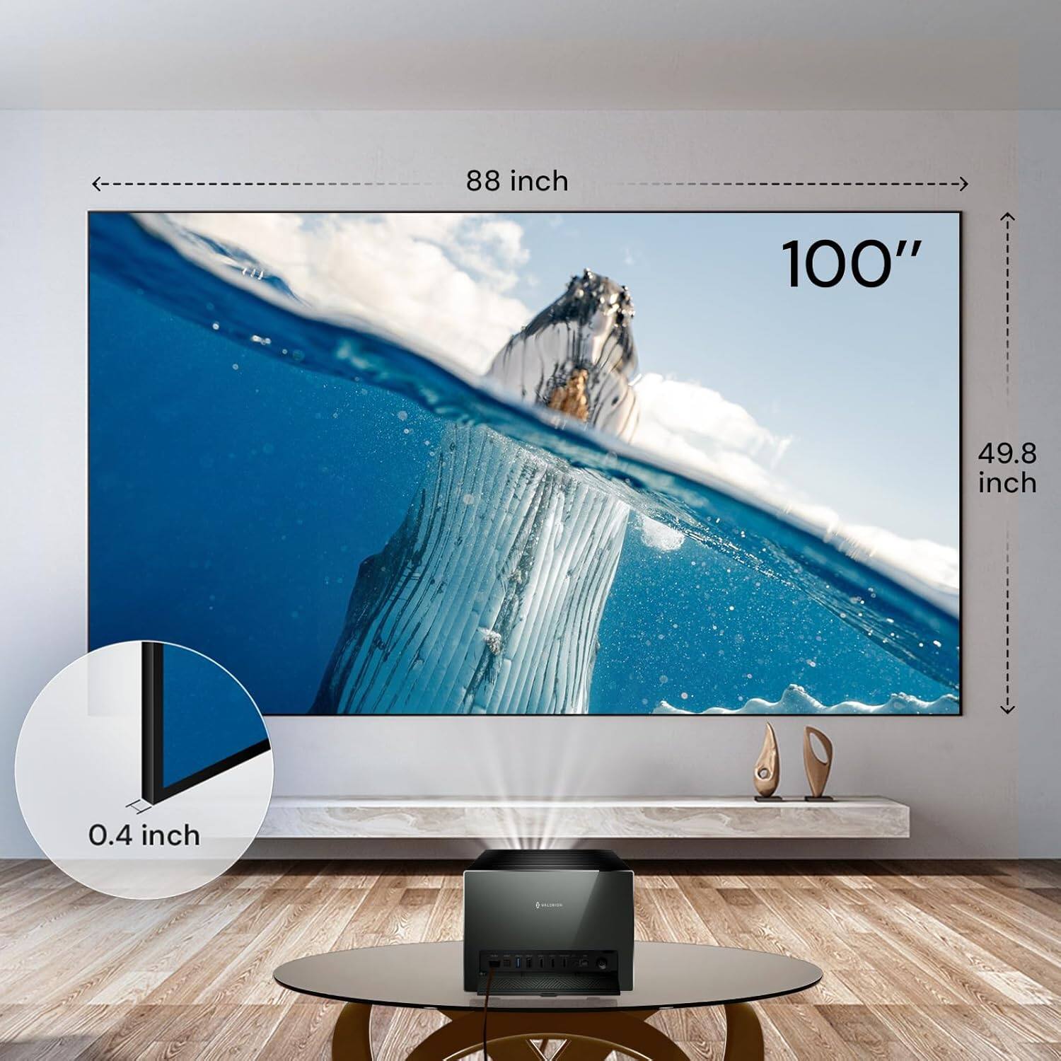 88 inch  
100"  
49.8 inch  
0.4 inch