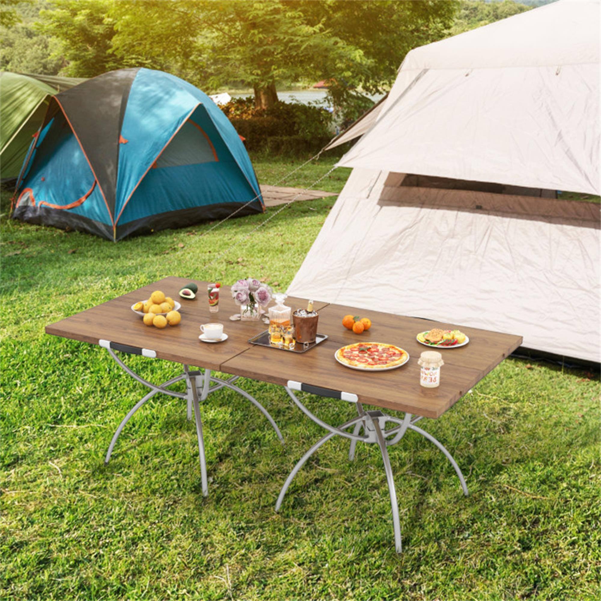 Alt View 2. Boyel Living - Natural Folding Camping Patio Table 240in L x 240in W x 185in H - Natural.