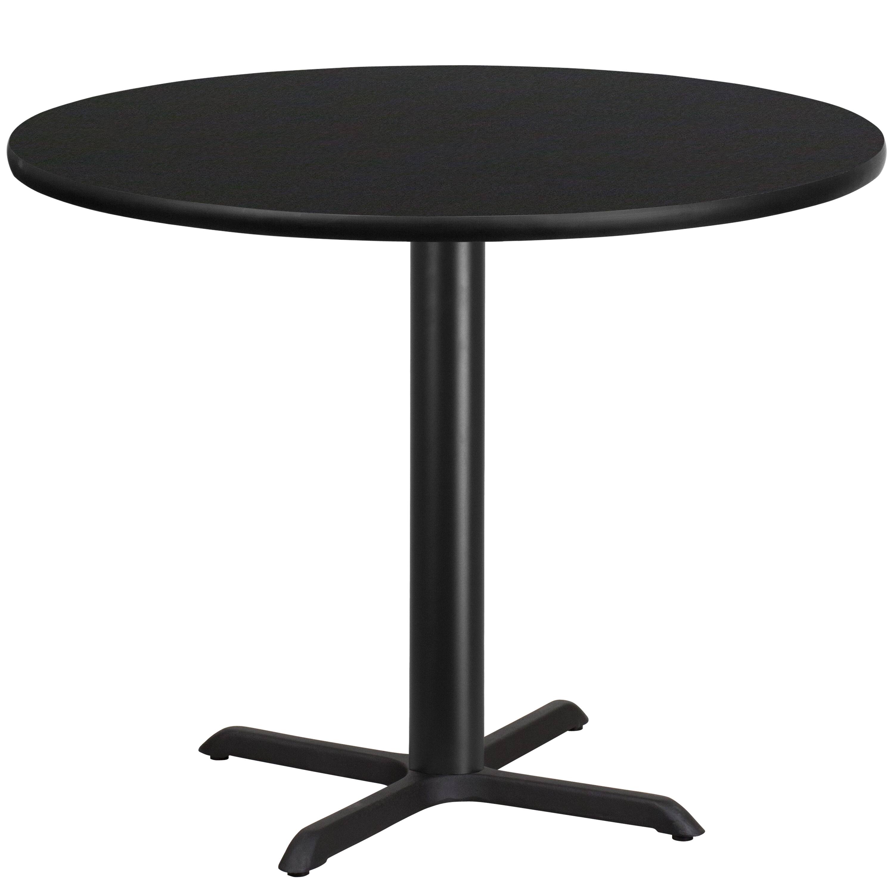 Alt View 3. Emma + Oliver - 42" Round Laminate Table Top with 33"x33" Table Height Base - Black.