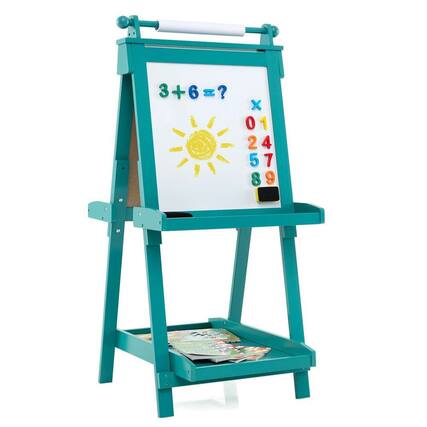 Front. Resenkos - 3-in-1 Double-Sided Kids Art Easel: Chalkboard & Whiteboard - Green.