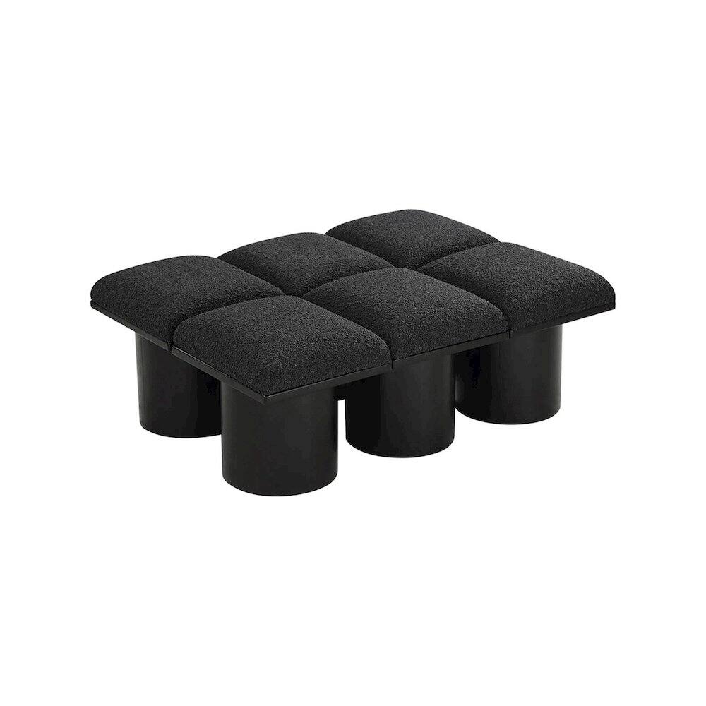 Back. Meridian Furniture - Pavilion Black Boucle Fabric Bench - Black Boucle Fabric.