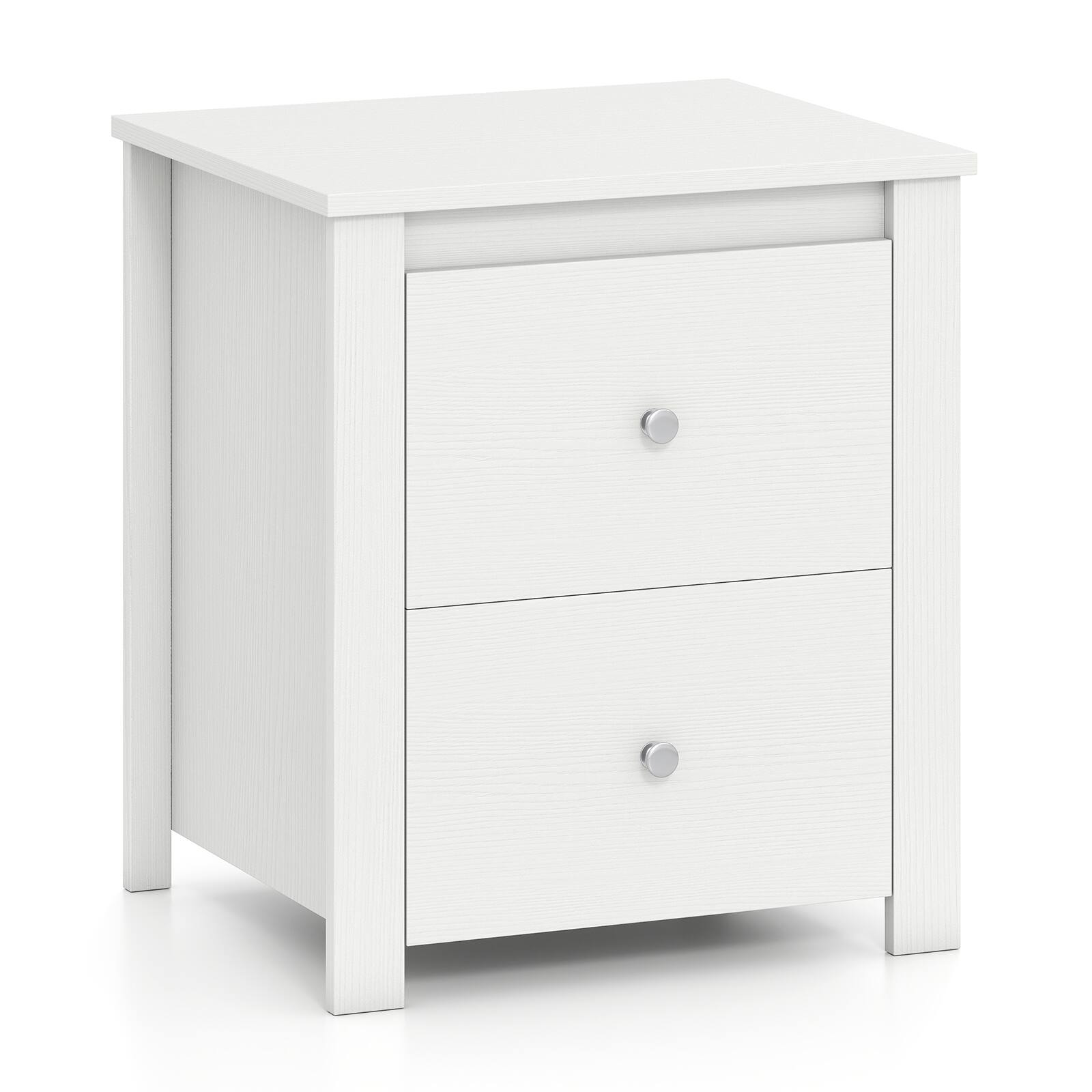 Alt View 7. Gymax - Gymax Nightstand w/2 Drawers Modern Bedside Table Floor Standing Sofa Side Table White - White.