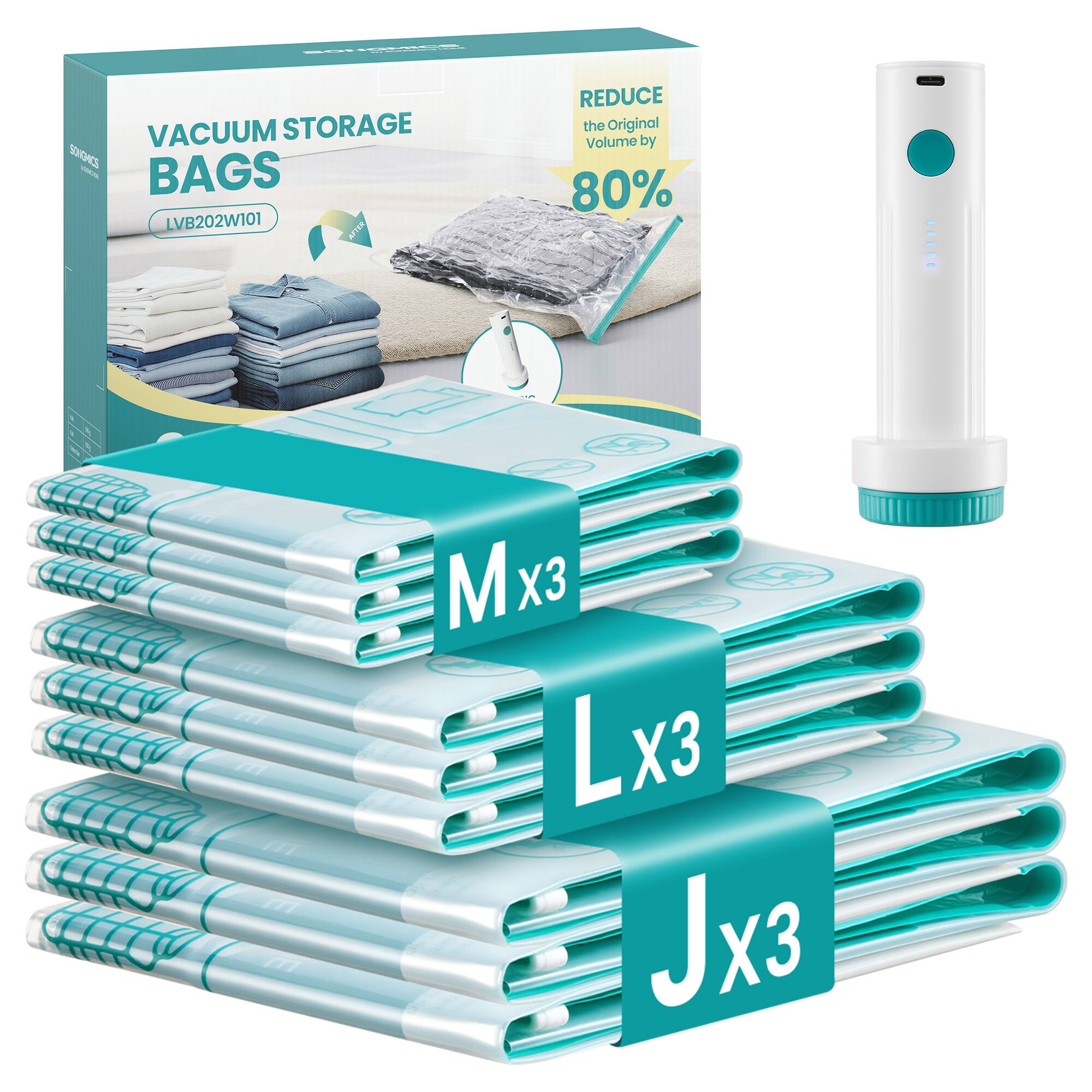 Science BACK  
REDUCE VACUUM STORAGE the Original Volume by 80% SONGMICS BAGS LVB202W101 AFTER A ULLA Mx3 Lx3 Jx3