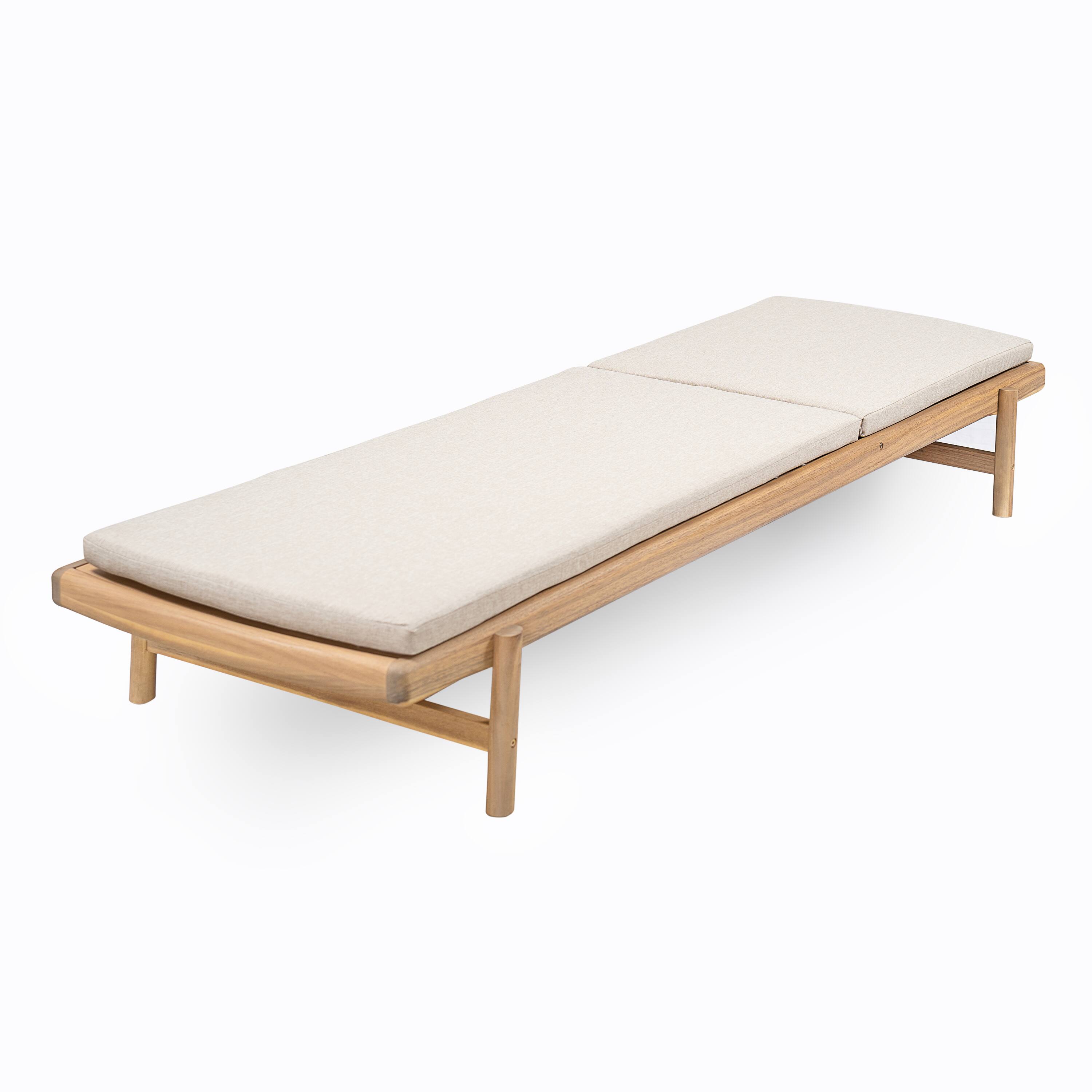 Alt View 2. Mondawe - Set of 2 Acacia Wood Chaise Lounge With Cushion - Teak+ Beige.