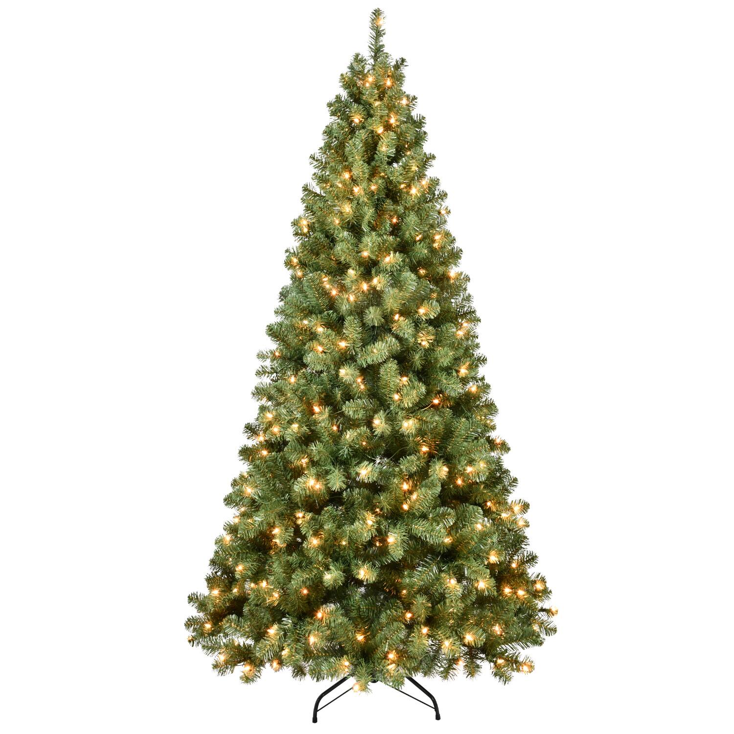 Front. Spaco - Spaco 5–9ft Green LED Christmas Tree with PVC Branches, Foldable Hinged Base - Green.