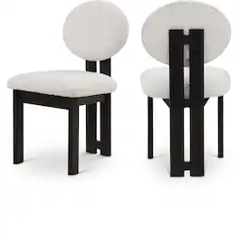 Meridian Furniture - Napa Cream Boucle Fabric Dining Chair, Set of 2 - Beige