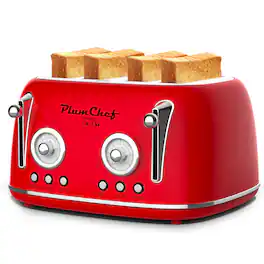 Dexmalle - Dexmalle-4 Slice Retro Style Toaster - Red