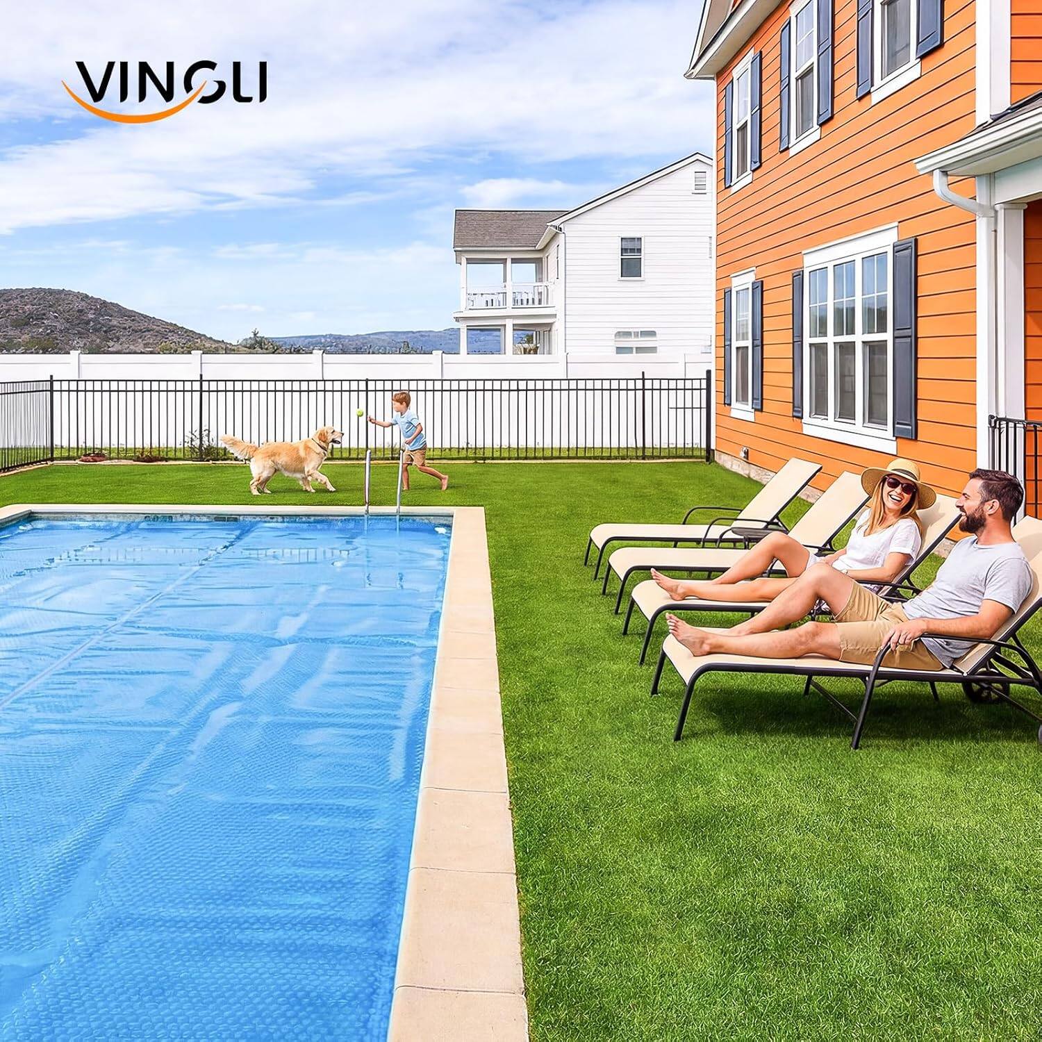 Alt View 7. Winado - 12Mil Solar Pool Cover, 18x36FT Rectangle Solar Blanket-Heavy Duty Solar Pool Cover for Above Ground Pool, Inground Pool - Blue.