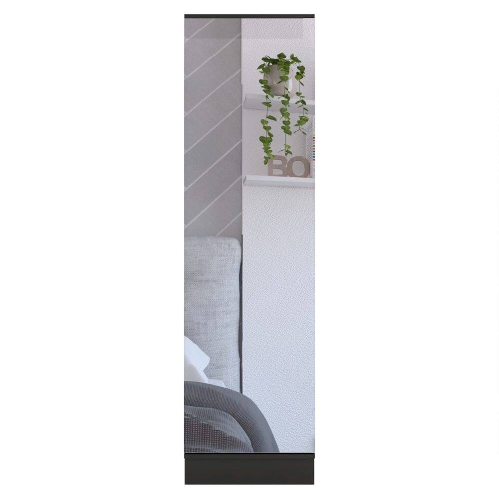 Alt View 1. Loheer - Loheer black mirrored shoe cabinet, Five-Tier Storage, 67 inch tall shoe rack - Black.