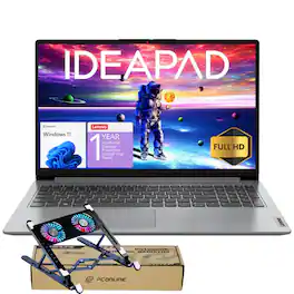 Lenovo - IdeaPad 1 15.6" FHD Laptop - Intel Quad-core - 20GB RAM - 128GB eMMC + 1TB SSD with 1Y Microsoft 365 - PCO Laptop Cooler - Gray