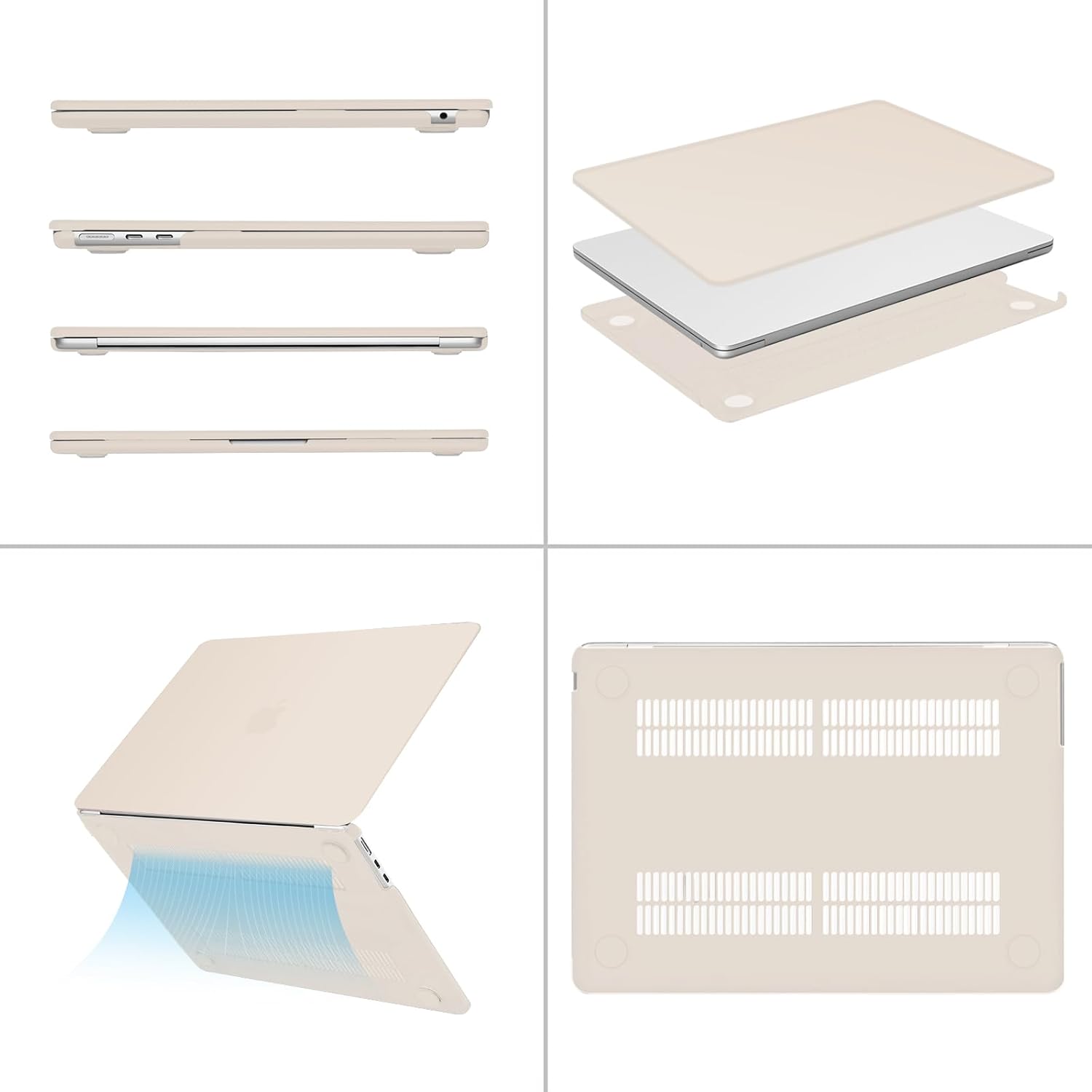 Alt View 1. mosiso - Case for 2026-2022 MacBook Air 13 inch Case M5 A3449 M4 A3240 M3 A3113 M2 A2681, Shell&Keyboard Cover&Screen Film&Pouch - Beige.
