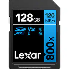 128 GB
120 MB/s
SDXC I
V30
800x
Lexar