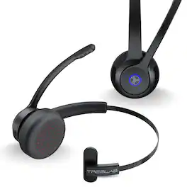 TREBLAB - C7 - Single Ear Bluetooth Headset with Mic, 45H Playtime, IPX4 Waterproof, Wireless Headset for Work, Calls, Home Office - Black