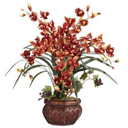 BreeBe - 30" Cymbidium w/Decorative Vase - Burgundy