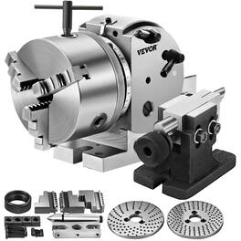 VEVOR - Dividing Head BS-0 5Inch 3 Jaw Chuck Dividing Head Set Precision Semi Universal Dividing Head for Milling Machine Rotary - Silver