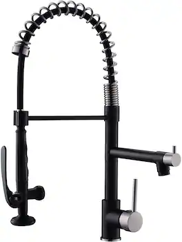 Commercial Kitchen Faucet Pull Down Sprayer Black and Nickel,Single Handle Kitchen Sink Faucet