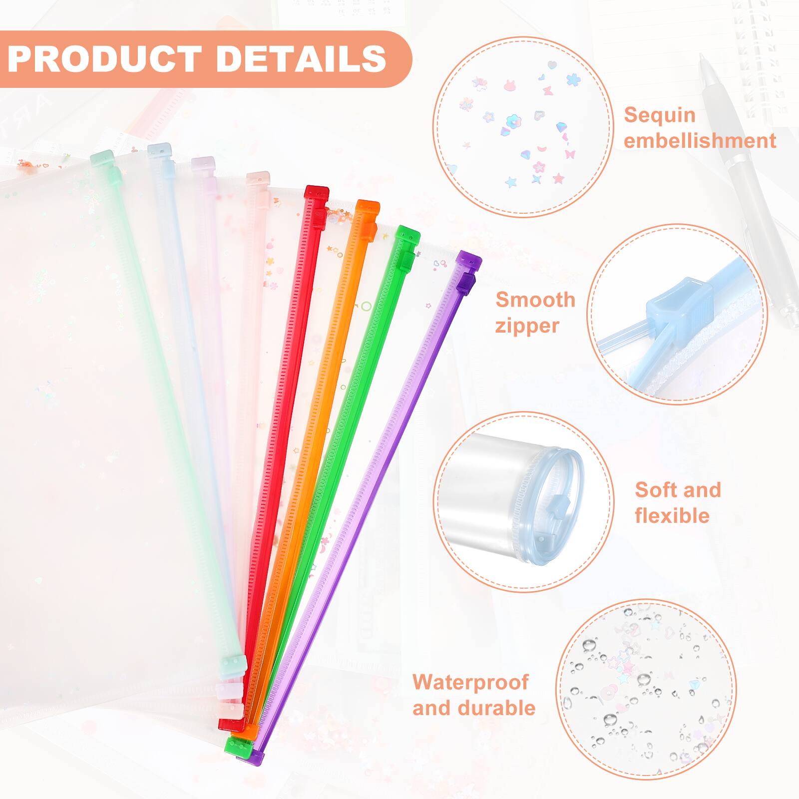 PRODUCT DETAILS

- Sequin embellishment
- Smooth zipper
- Soft and flexible
- Waterproof and durable