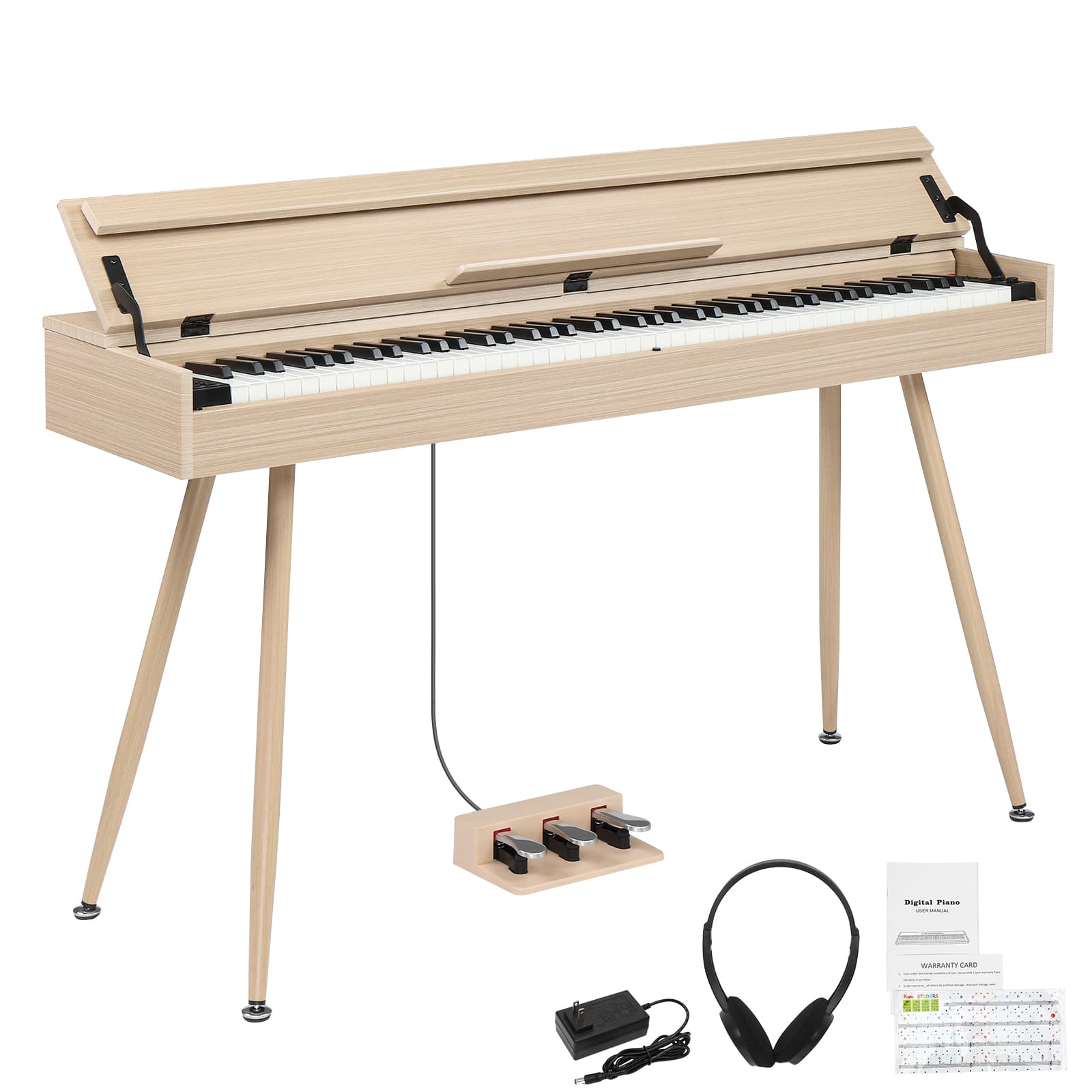 Winado - 88-Key Digital Electric Piano with MIDI,600 Rhythm,800 Timbre 3 Pedals