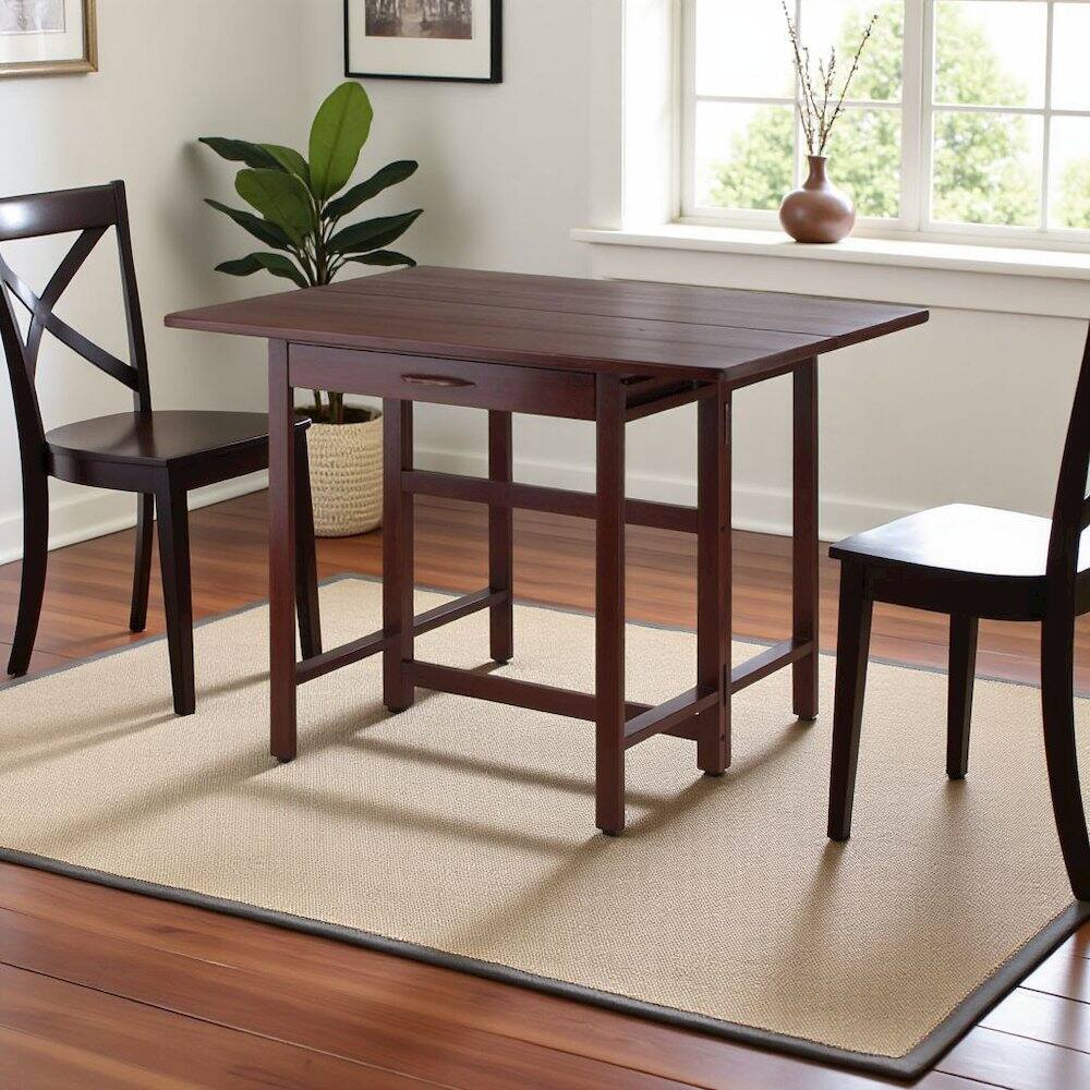 Back. FurniFact - Walnut Folding Dining Table – Space-Saving Drop Leaf Table for Small Areas - Walnut.