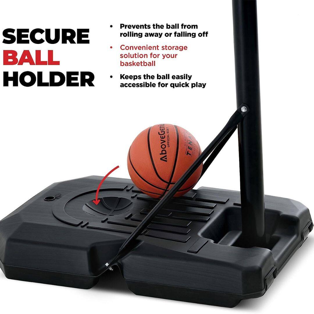 SECURE BALL HOLDER

- Prevents the ball from rolling away or falling off
- Convenient storage solution for your basketball
- Keeps the ball easily accessible for quick play