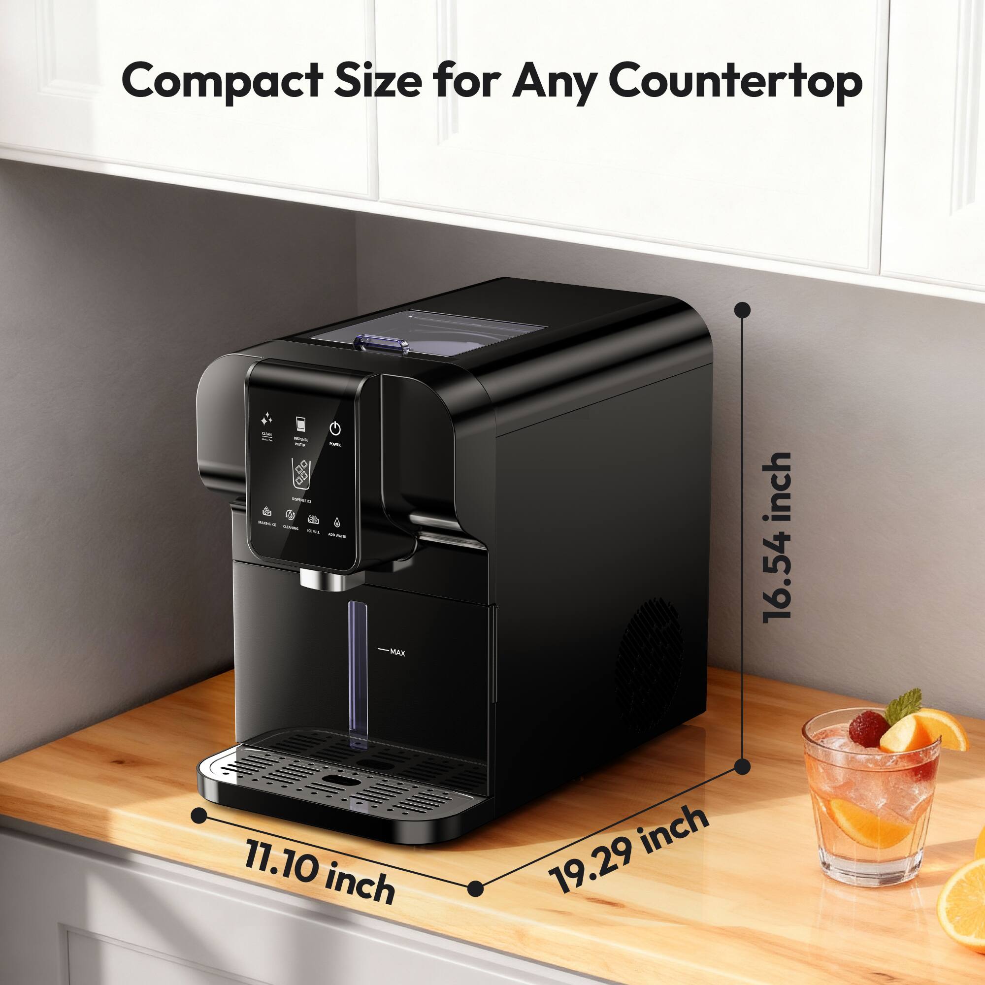 Compact Size for Any Countertop

- MAX inch: 16.54 inch
- Width: 11.10 inch
- Depth: 19.29 inch