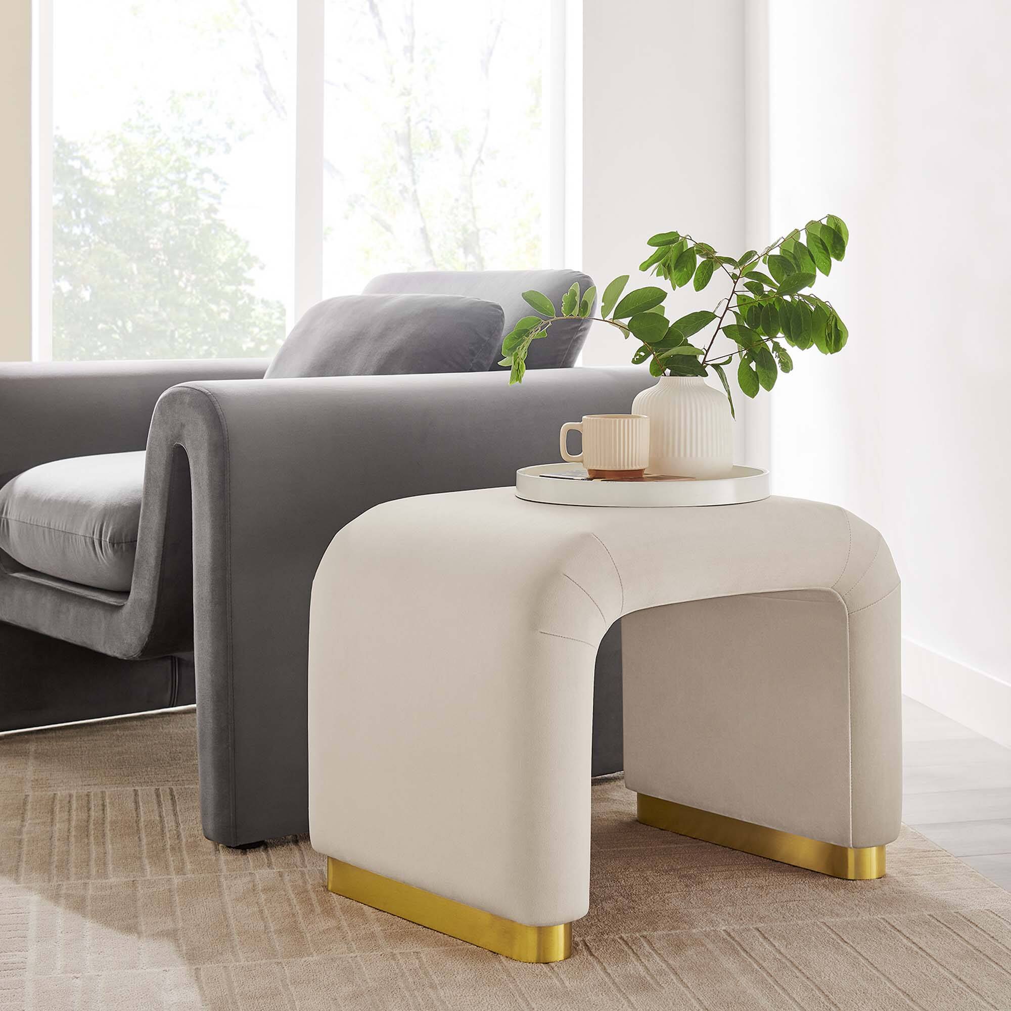 Koda Performance Velvet Waterfall Stool by Modway - Brass Almond