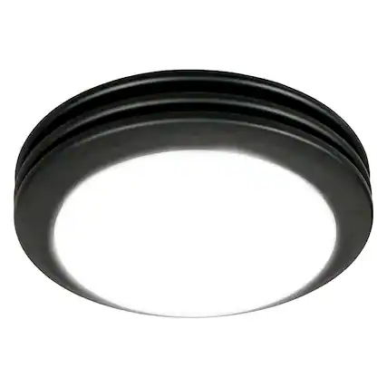 Front. Akicon - Decorative Matte Black 80 CFM Ceiling Bathroom Exhaust Fan with LED Light - Black.