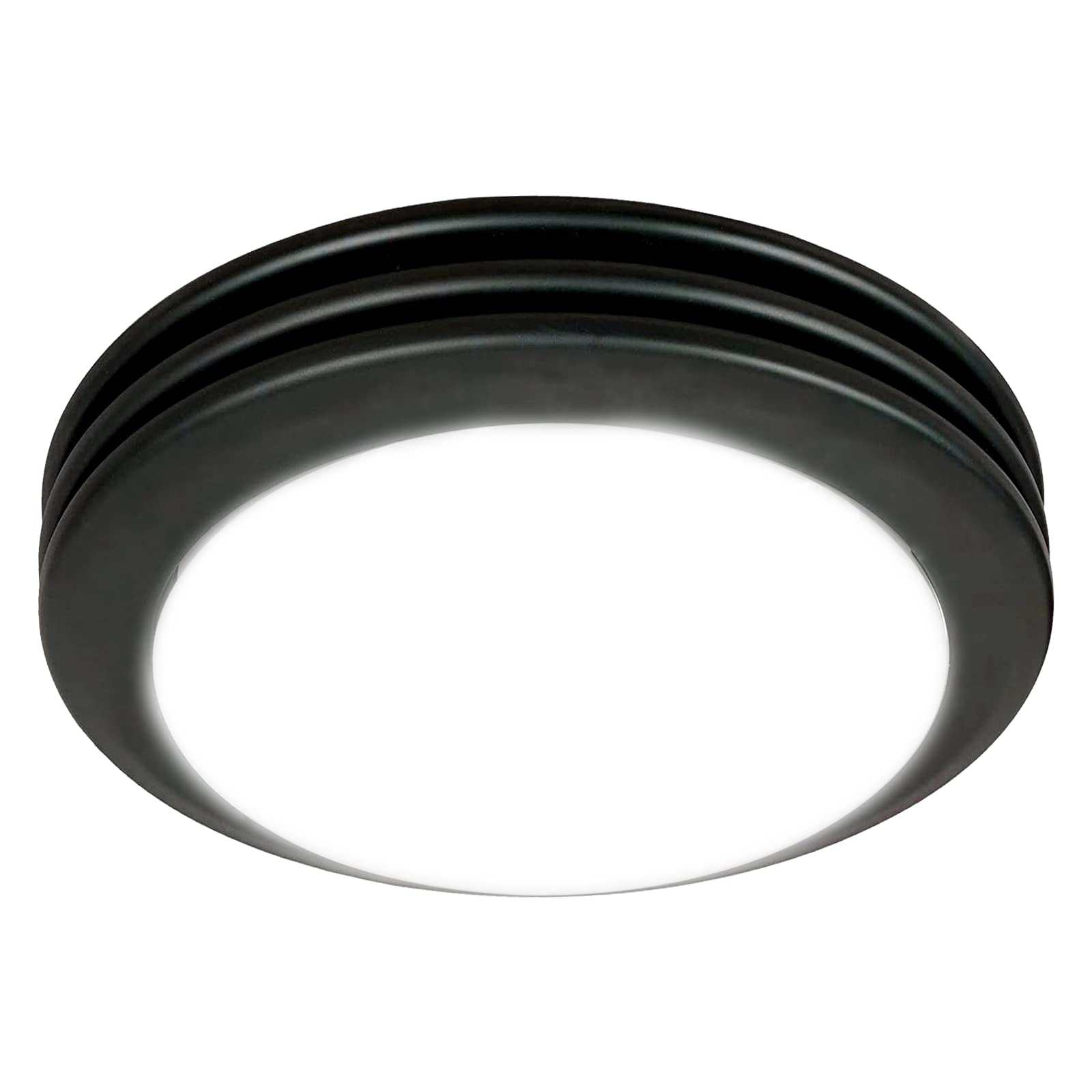 Front. Akicon - Decorative Matte Black 80 CFM Ceiling Bathroom Exhaust Fan with LED Light - Black.