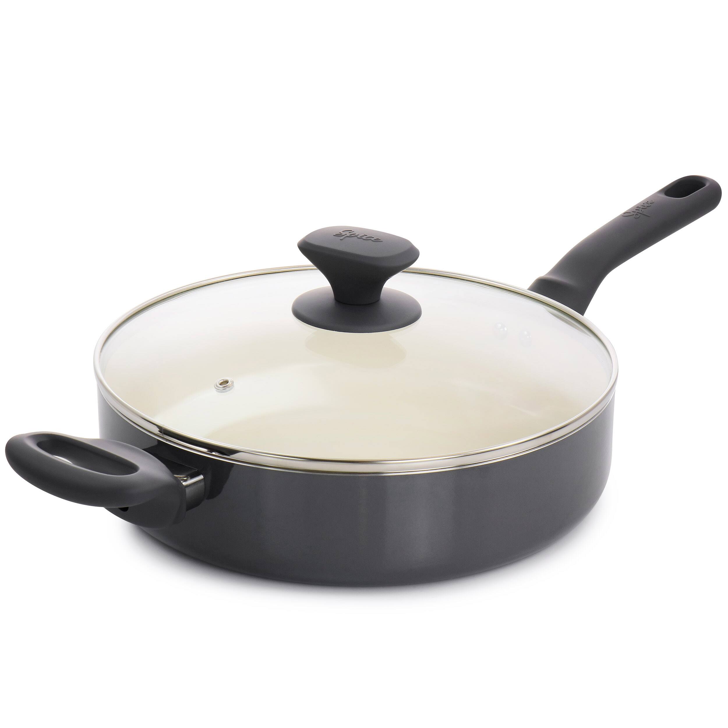 Alt View 1. Spice By Tia Mowry - Spice by Tia Mowry Savory Saffron 16 Piece Ceramic Nonstick Cookware Set in Grey - Gray.