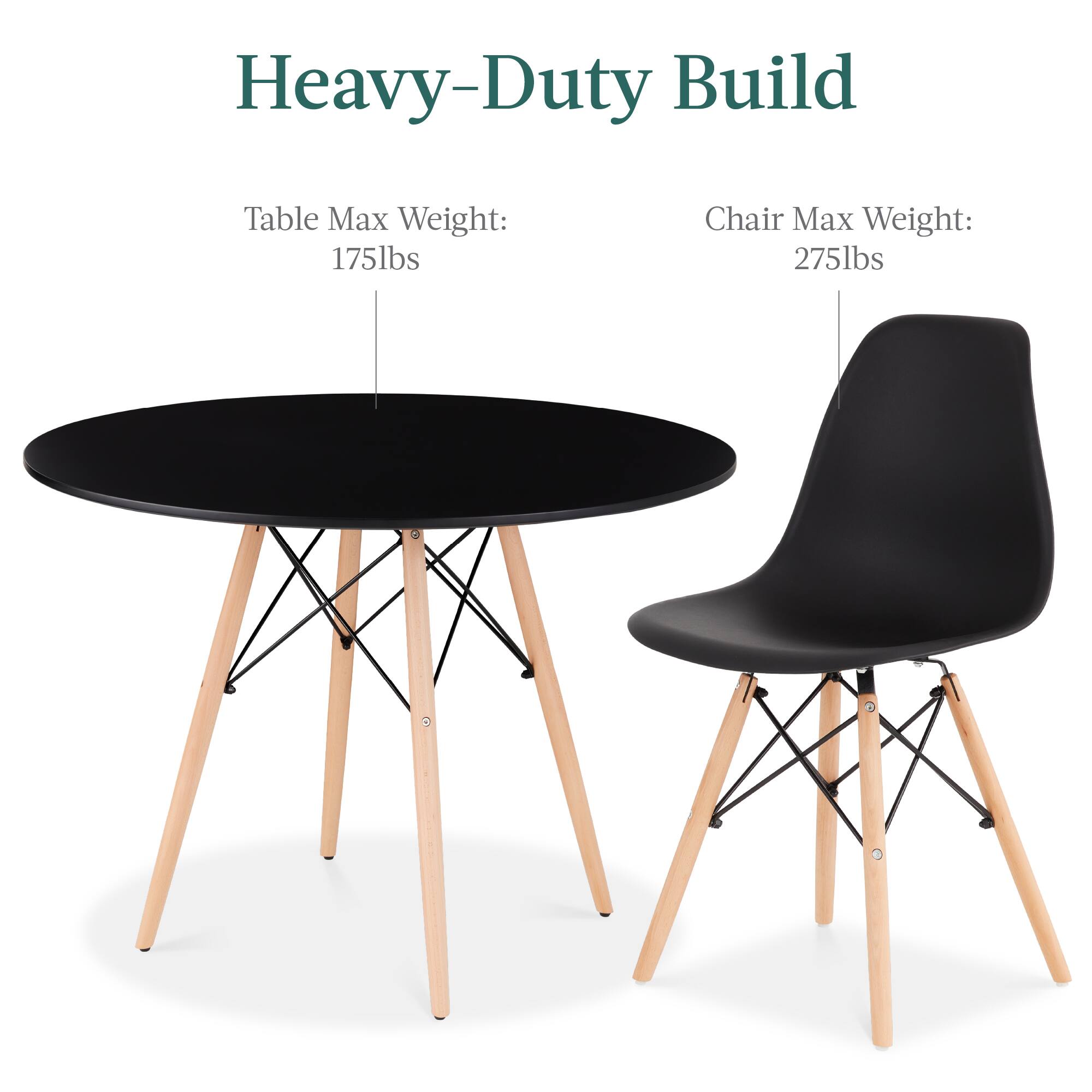 Heavy-Duty Build

Table Max Weight: 175lbs

Chair Max Weight: 275lbs