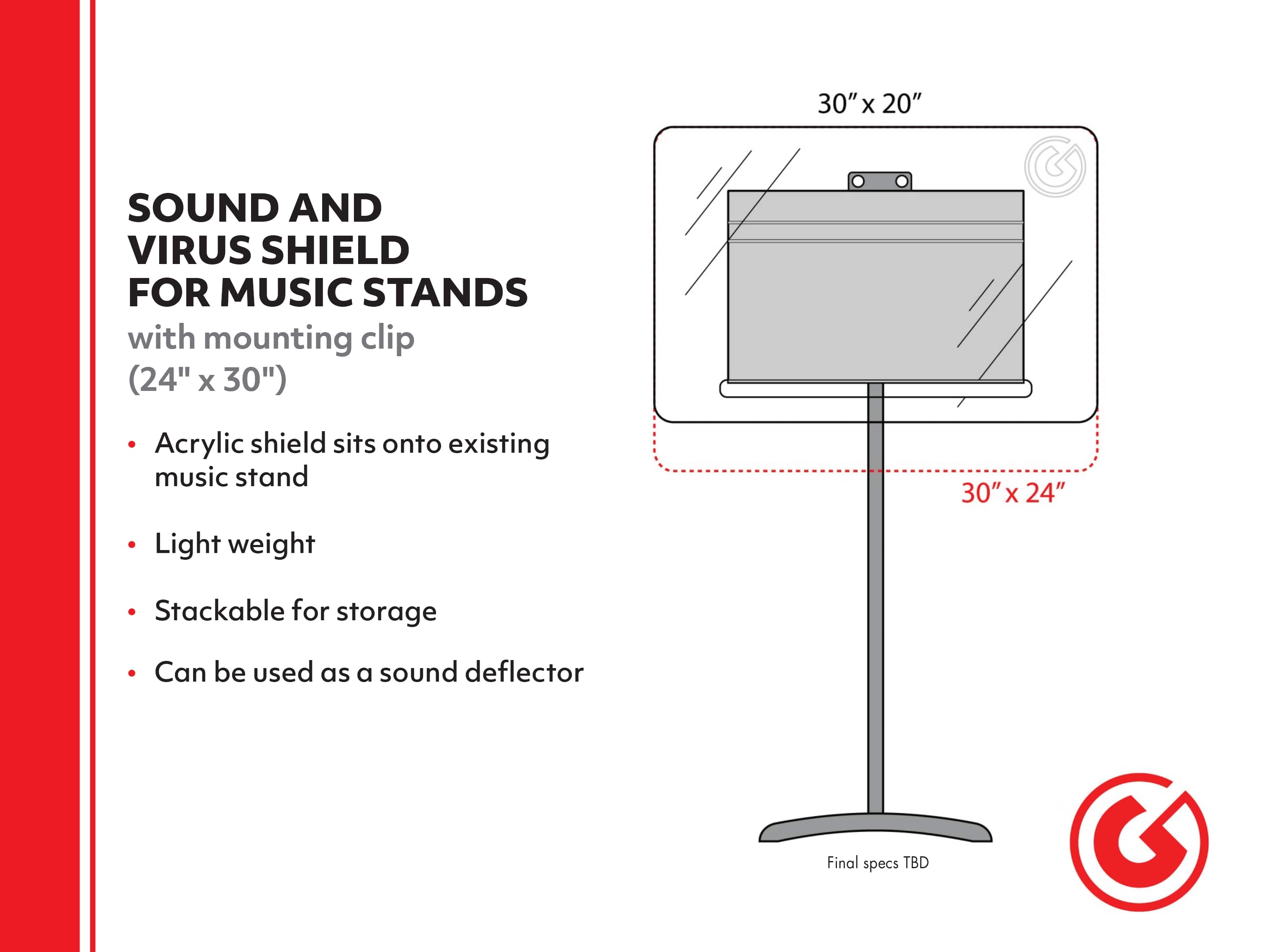 "Gibraltar Hardware - Sound & Virus Shield For Music Stand 24"" X 30"", 5-Pack, Clear, Drum Hardware, Parts and Accessories" price history on PriceWatchPro