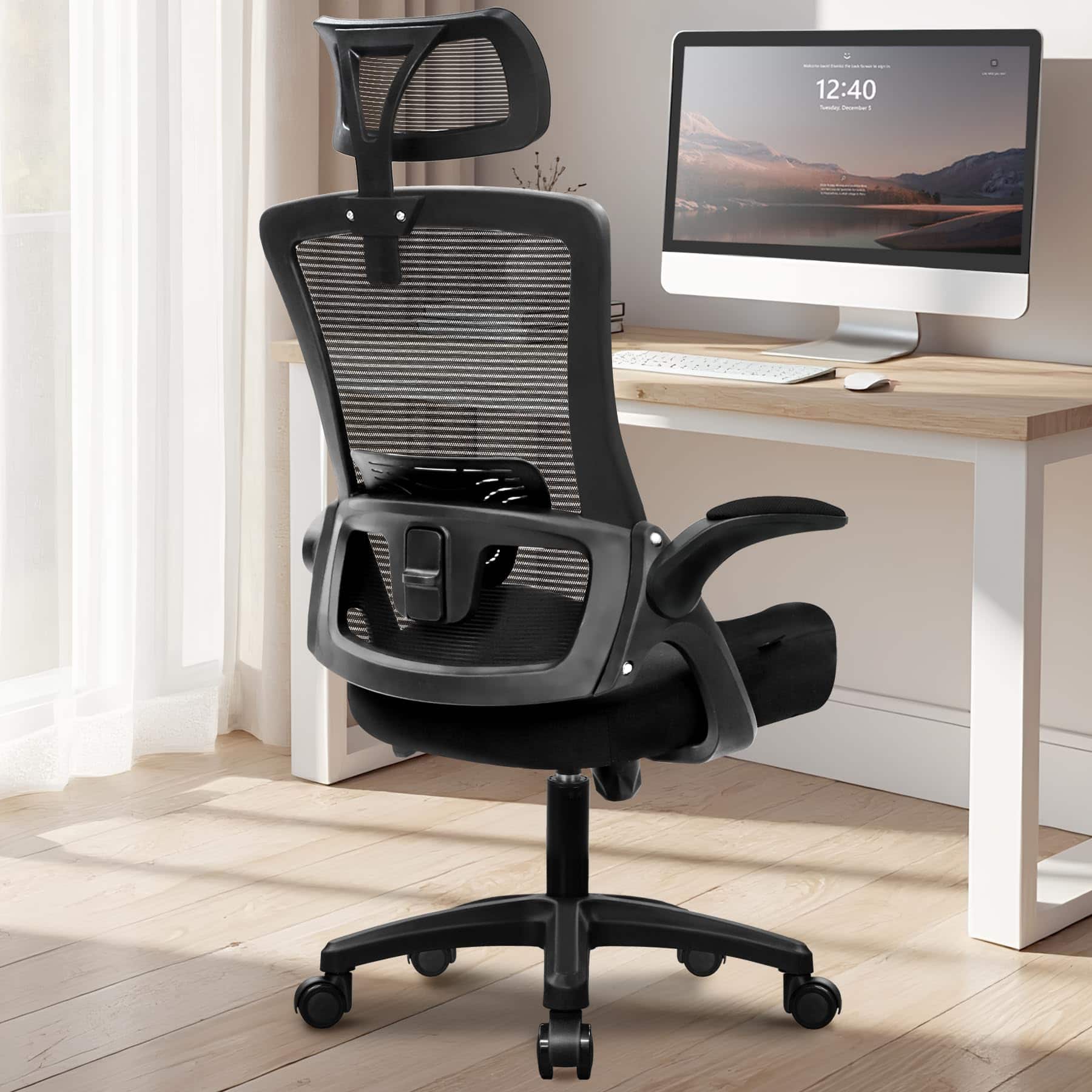 Hirose Alice - NEO CHAIR Ergonomic Office Desk Chair High Back Computer Gaming Mesh Chair with Comfy Task Adjustable Arms - Dark Black