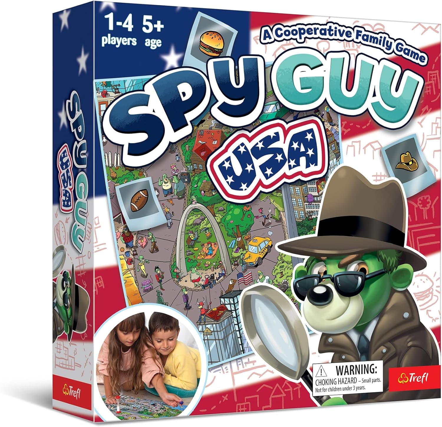 1-4 players
5+ age
A Cooperative Family Game
SPY GUY USA
WARNING: CHOKING HAZARD - Small parts. Not for children under 3 years.
Trefl
