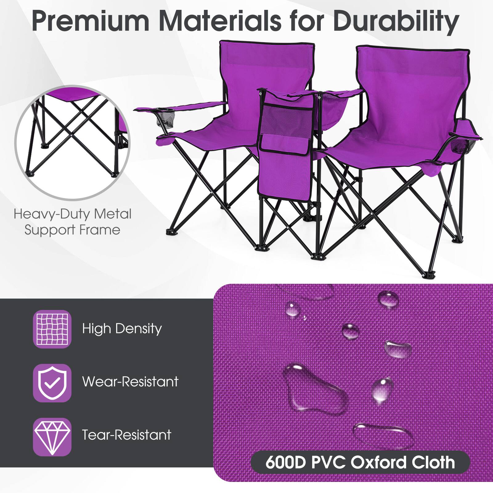 Premium Materials for Durability

Heavy-Duty Metal Support Frame

High Density
Wear-Resistant
Tear-Resistant

600D PVC Oxford Cloth