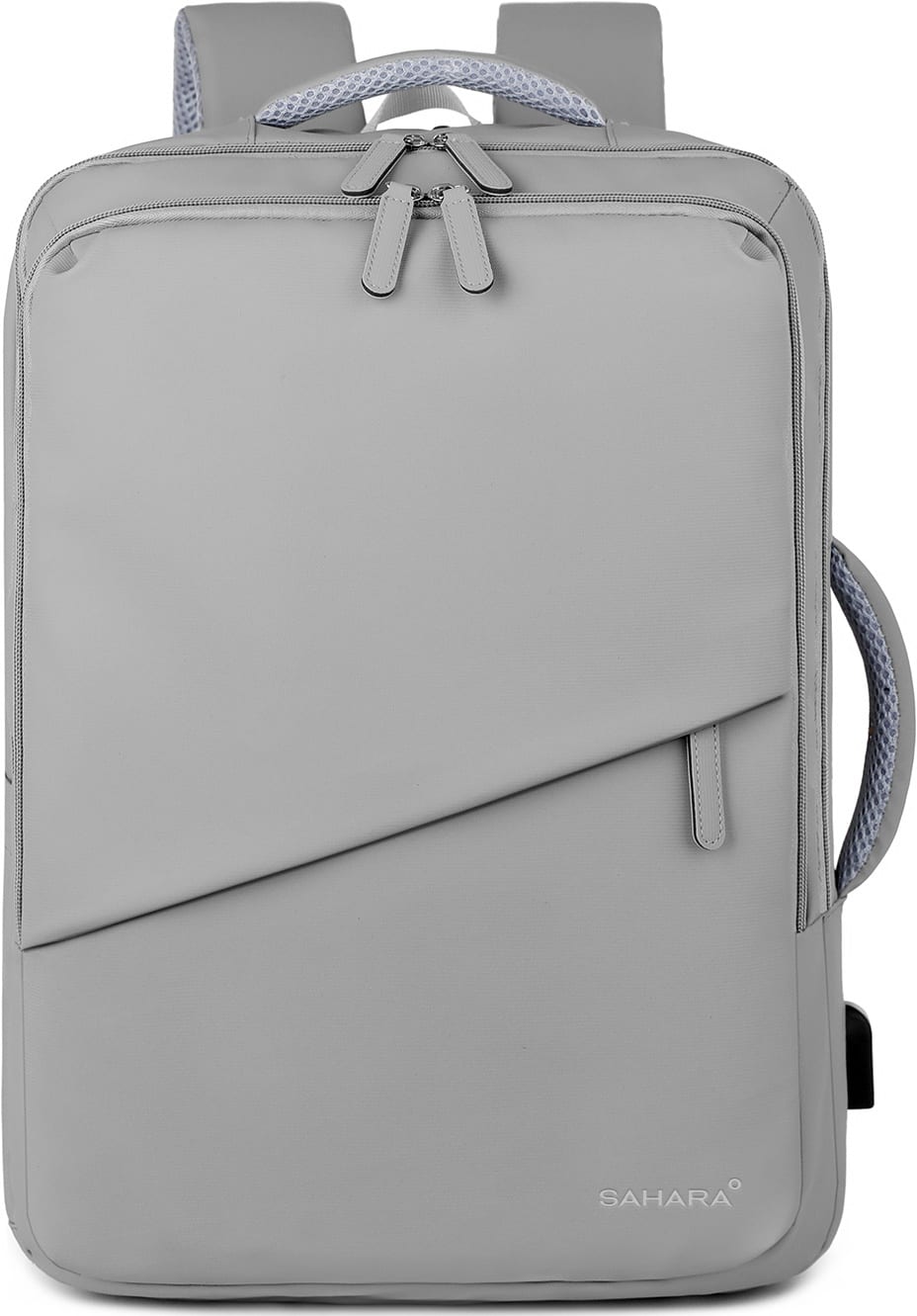 Front. SaharaCase - Water Resistant Backpack with USB Charging port and fits up to 17.3" laptop - Storm Gray.
