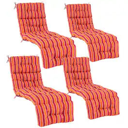Gymax - Set of 4 73'' Lounge Chaise Cushion Padded Recliner Cushion - Orange