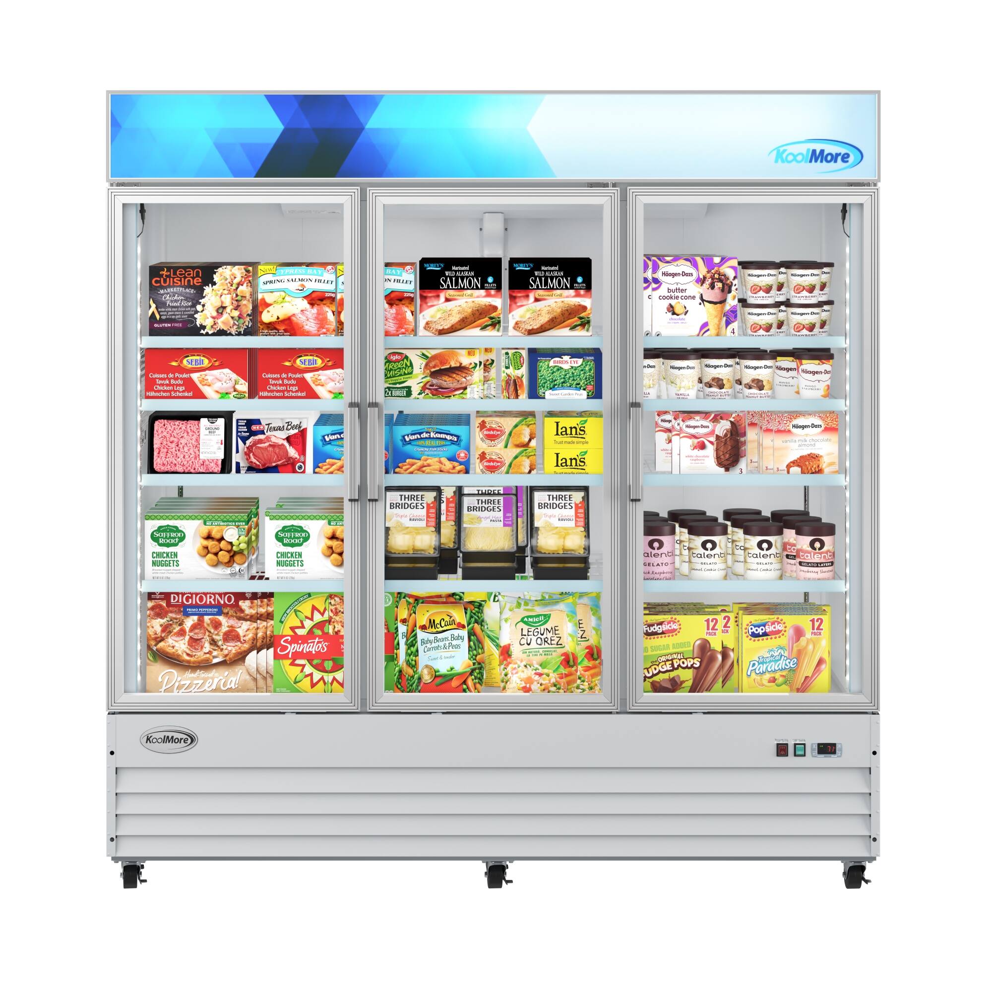 Koolmore - 80 in. 3-Door Commercial Display Merchandiser Freezer 52 cu. ft. (MDF-3GD-52C-WH) - White
