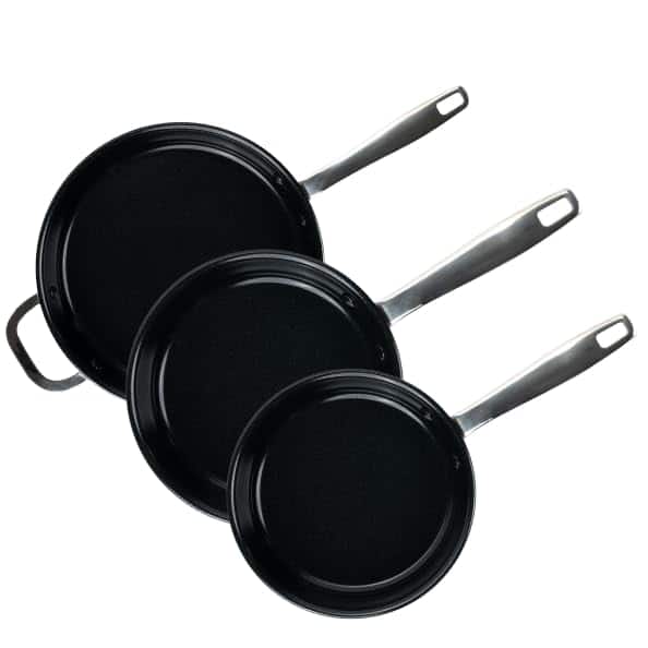 Front. Alva - Alva Maestro Nonstick Stainless Steel Frying Pan 3-Piece Set - Easy to Clean, Oven Safe and Toxin-Free Cookware - Black.