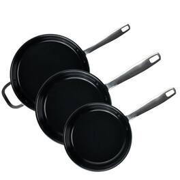Alva - Maestro Nonstick Stainless Steel Frying Pan 3-Piece Set - Easy to Clean, Oven Safe and Toxin-Free Cookware - Black