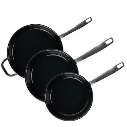 Front. Alva - Alva Maestro Nonstick Stainless Steel Frying Pan 3-Piece Set - Easy to Clean, Oven Safe and Toxin-Free Cookware - Black.
