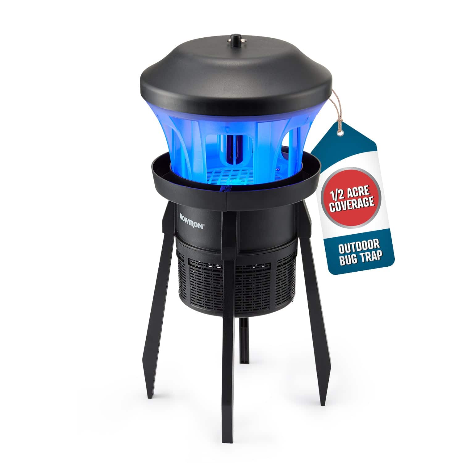 Outdoor Bug Trap with UV Light and Fan, 1/2 Acre Coverage, Quiet Fly Catcher Weatherproof