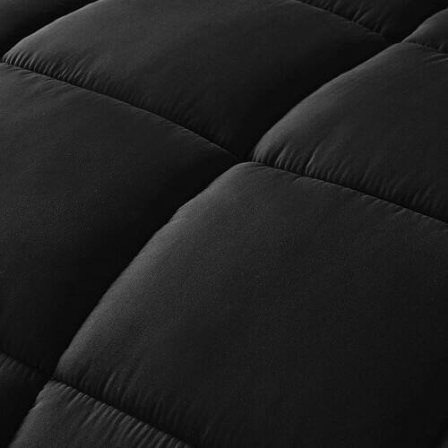 Left. Hivvago - Twin Size Reversible Microfiber Down Alternative Comforter Set in Black - Black.
