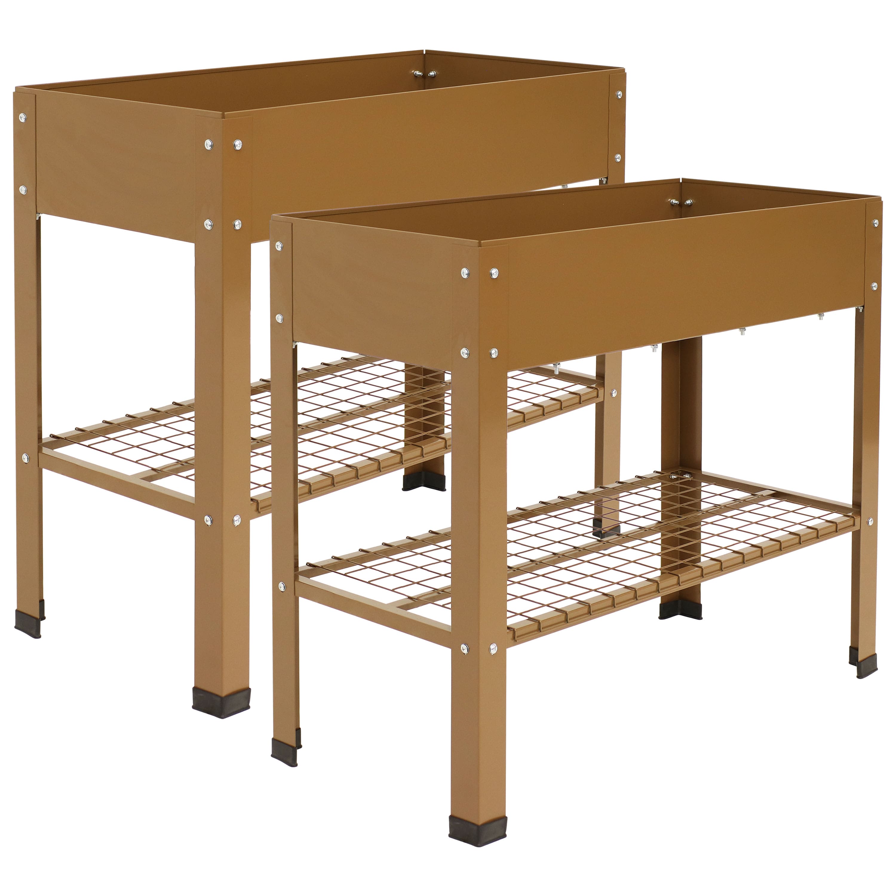Sunnydaze - Galvanized Steel Raised Bed with Mesh Shelf - Set of 2 - Brown price history on PriceWatchPro