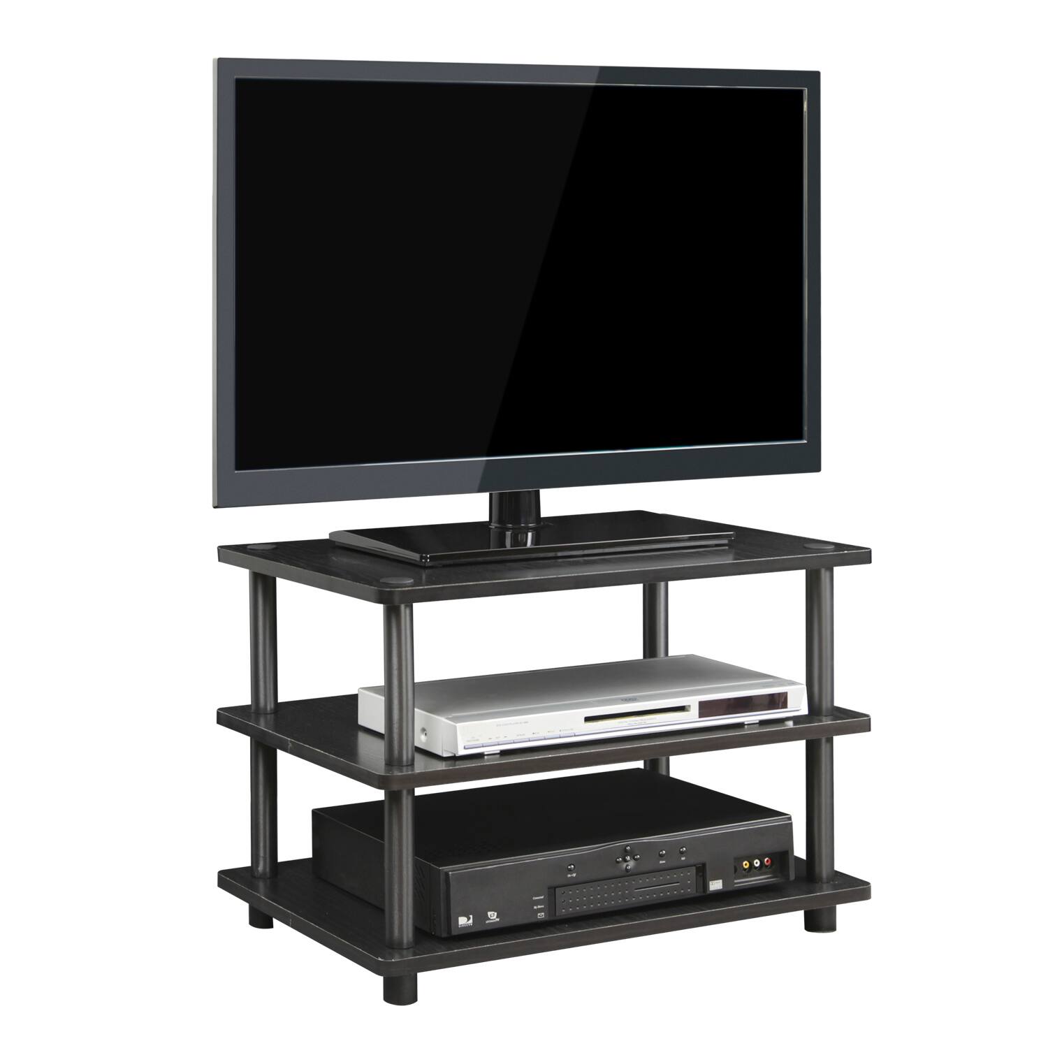 Alt View 2. Furinno - Turn-N-Tube Easy Assembly 3-Tier Corner TV Stand - Black/Black.