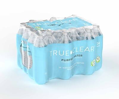 TRUE CLEAR  
PURIFIED WATER  
24 BOTTLES  
16.9 FL OZ EACH  
BPA FREE  
100% RECYCLABLE