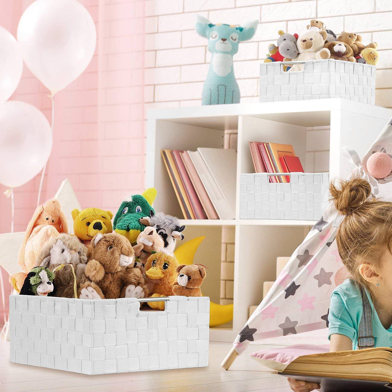 Alt View 1. Sorbus - Sorbus 7 Piece Storage Baskets for Organizing , Mesh, Linen, Organizer Storage Baskets for Home or Office - White.