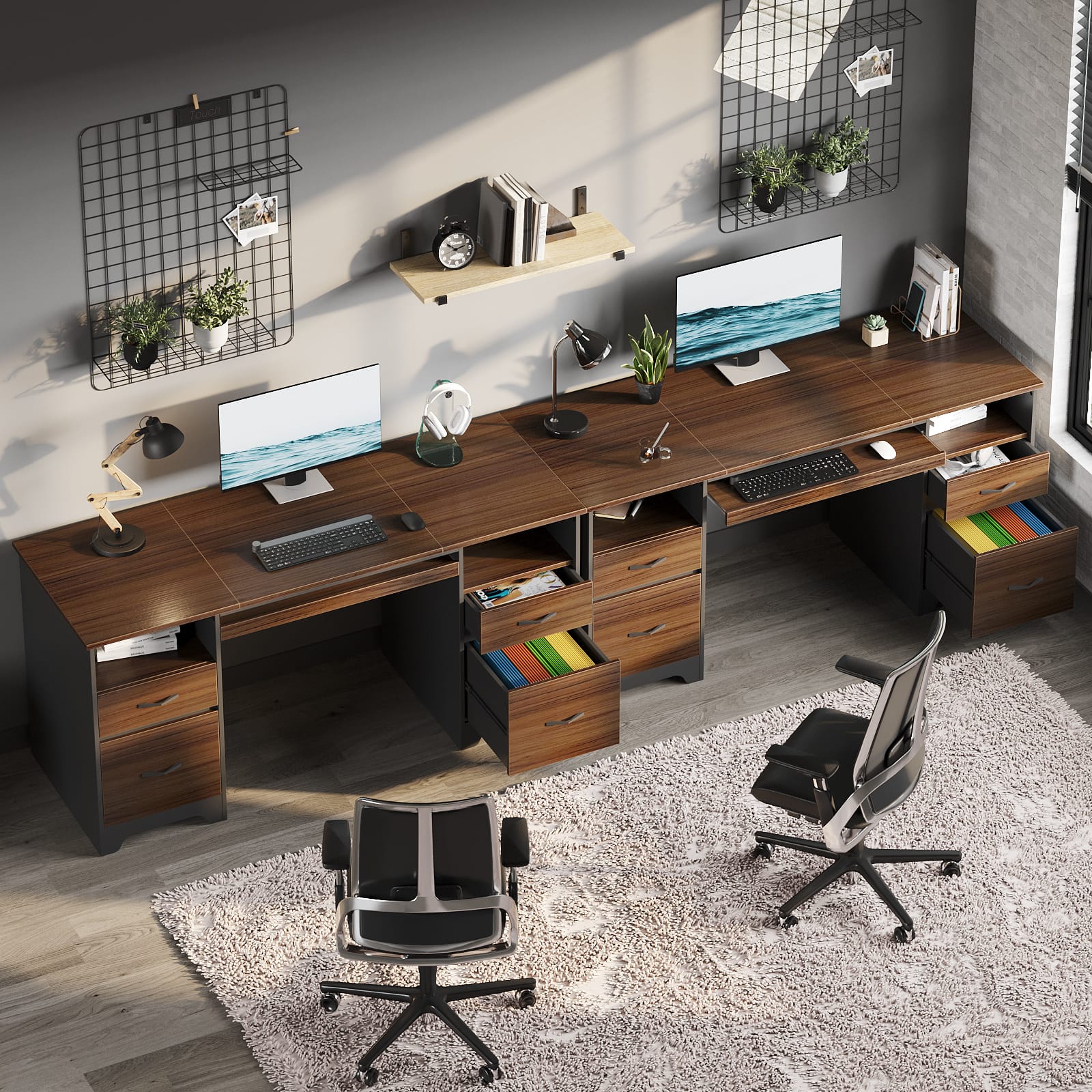 Bestier Inch Computer Gaming Desk With Four Drawers Executive Office