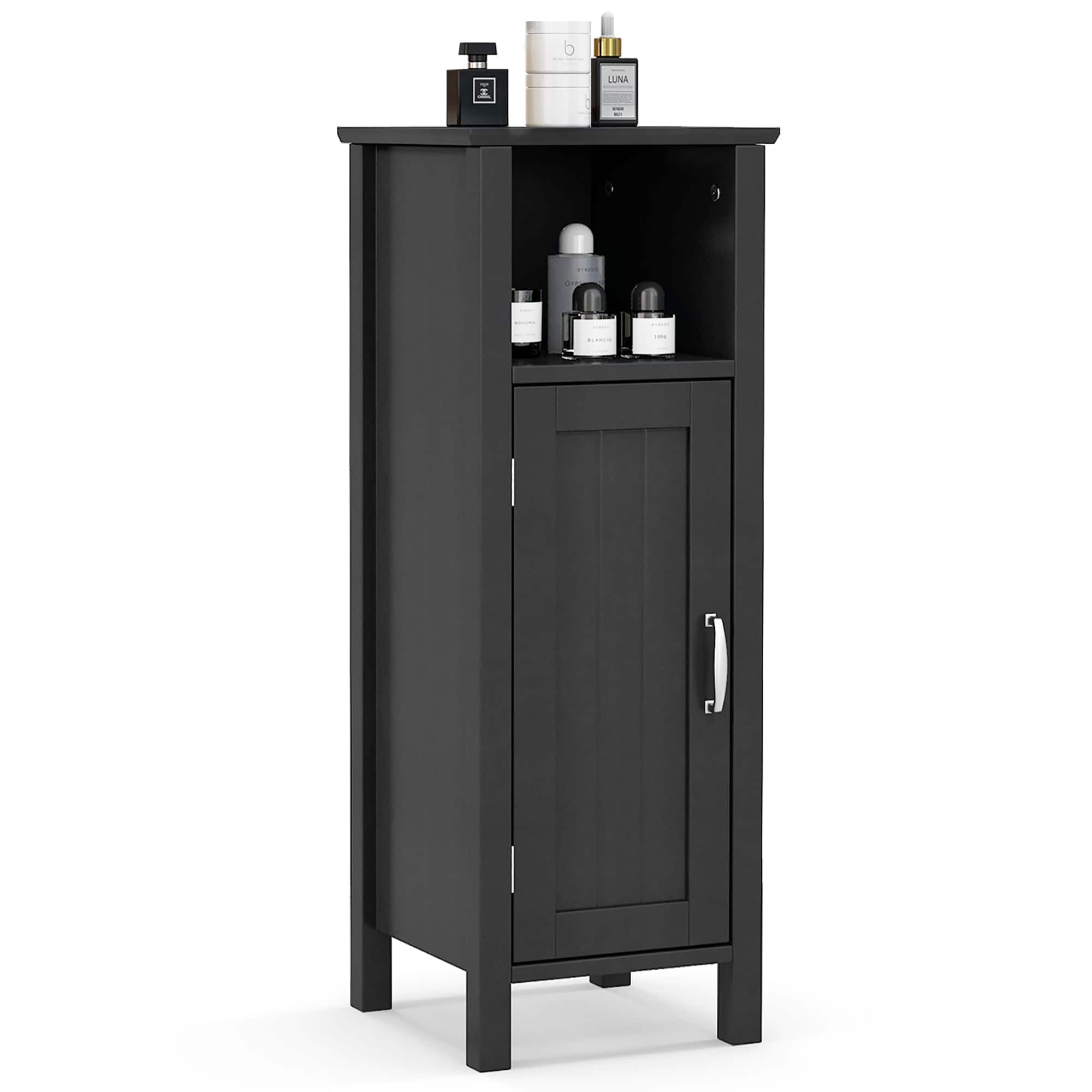 Gymax - Bathroom Storage Organizer Narrow Floor Cabinet w/ 2-Tier Cabinet Open Compartment - Black price history on PriceWatchPro