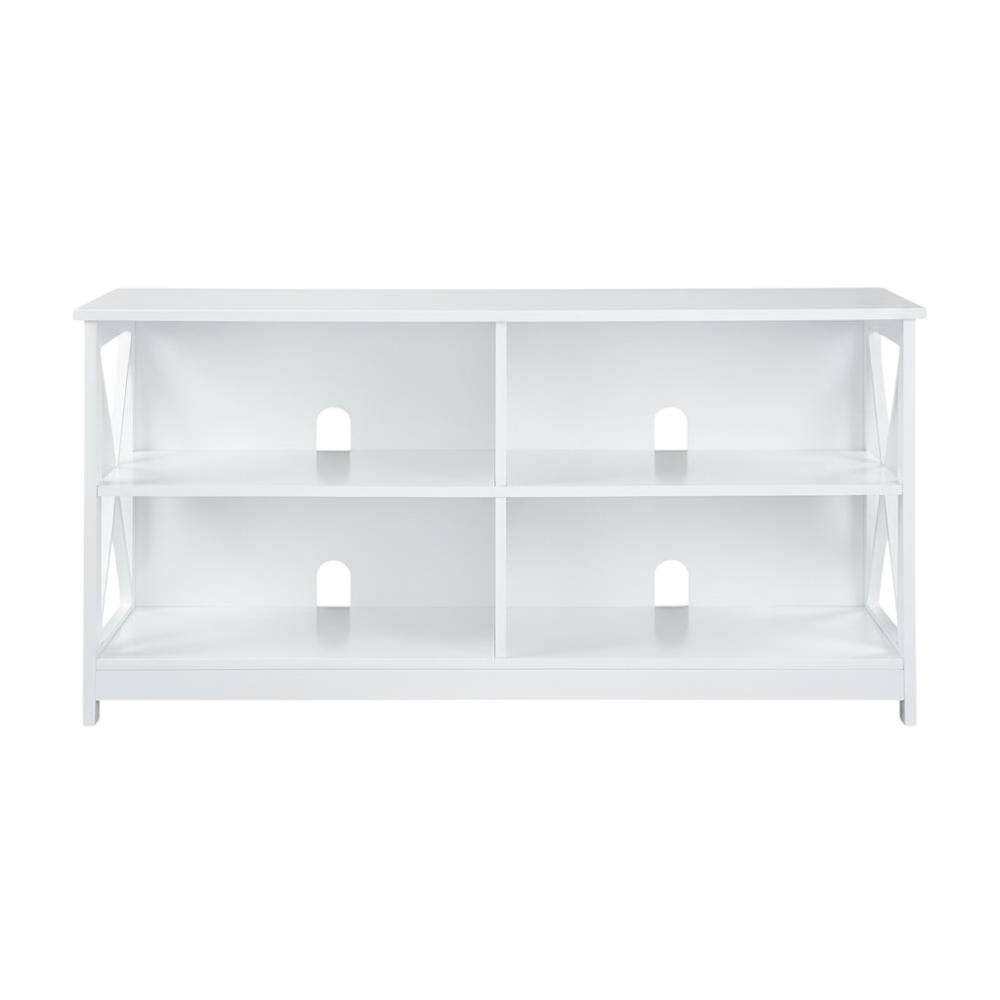 Alt View 3. FurniFact - White MDF TV Stand with Clean Design and Ample Storage - White.