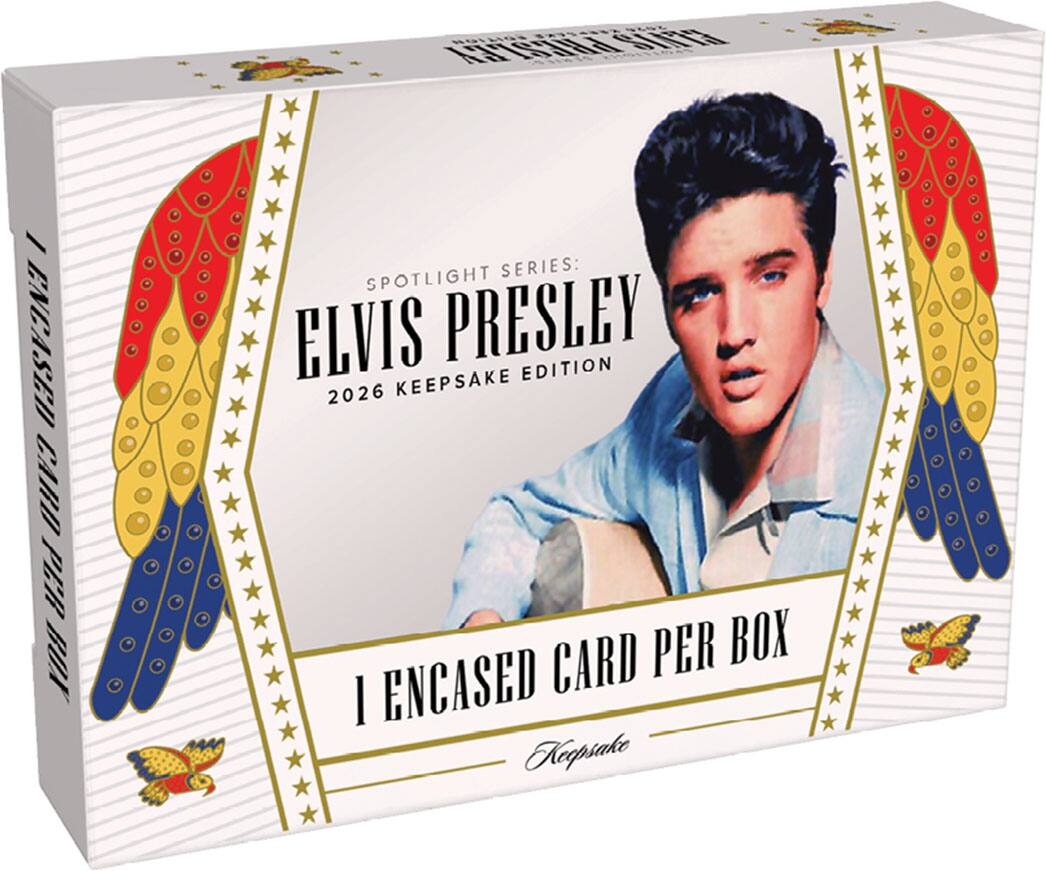 PRESLEY  
/ ENCASED CARD PER BOX  
SERIES: SPOTLIGHT ELVIS PRESLEY EDITION 2026 KEEPSAKE  
1 ENCASED CARD PER BOX  
Keepsake